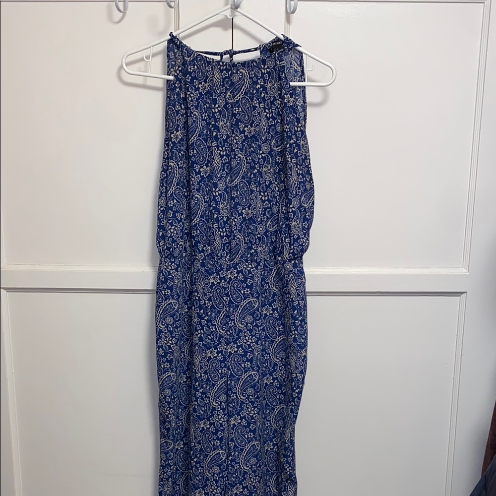 Forever 21 Medium Blue Paisley Pattern Maxi Sleeveless Halter Sheath Jumpsuit